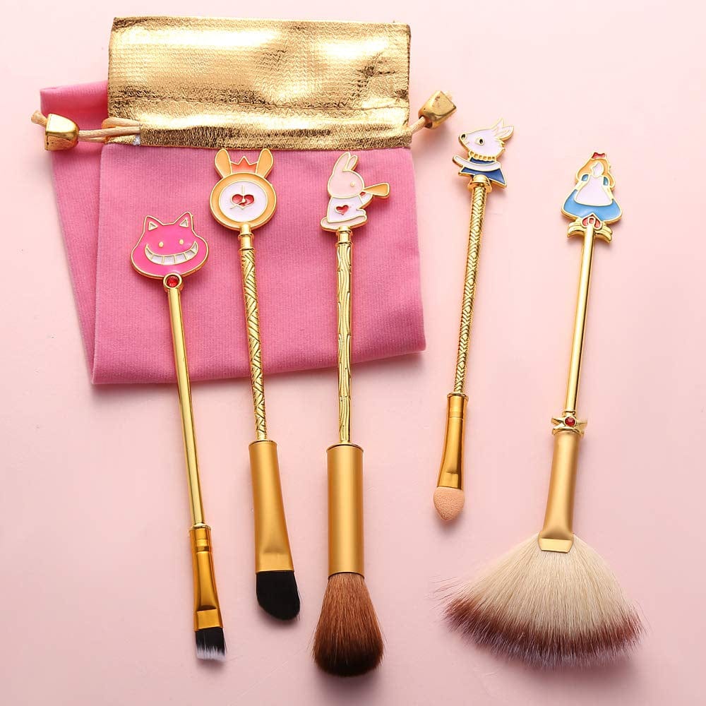 Anime Alice in Wonderland Makeup Brushes Set Foundation Blending Powder Eye Shadow Contour Concealer Blush Cosmetic Fairy Makeup Brush Tools (Gold Color - C) (A - Gold Color) Health & Beauty > Personal Care > Cosmetics > Cosmetic Tools > Makeup Tools feimeng jewelry   