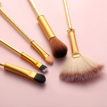 Anime Alice in Wonderland Makeup Brushes Set Foundation Blending Powder Eye Shadow Contour Concealer Blush Cosmetic Fairy Makeup Brush Tools (Gold Color - C) (A - Gold Color) Health & Beauty > Personal Care > Cosmetics > Cosmetic Tools > Makeup Tools feimeng jewelry   