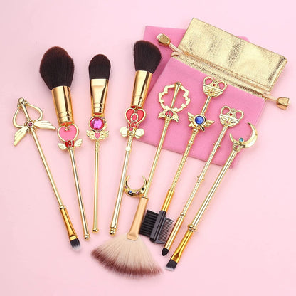 Anime Sailormoon Makeup Brushes, Pink Magic Wand Metal Handle Makeup Brushes, Professional Eye/Face/Lip Makeup Brushes Tool Sets & Kits Cosplay, Valentine/Halloween/Christmas Gifts Health & Beauty > Personal Care > Cosmetics > Cosmetic Tools > Makeup Tools YUBUYU A - Gold Large  