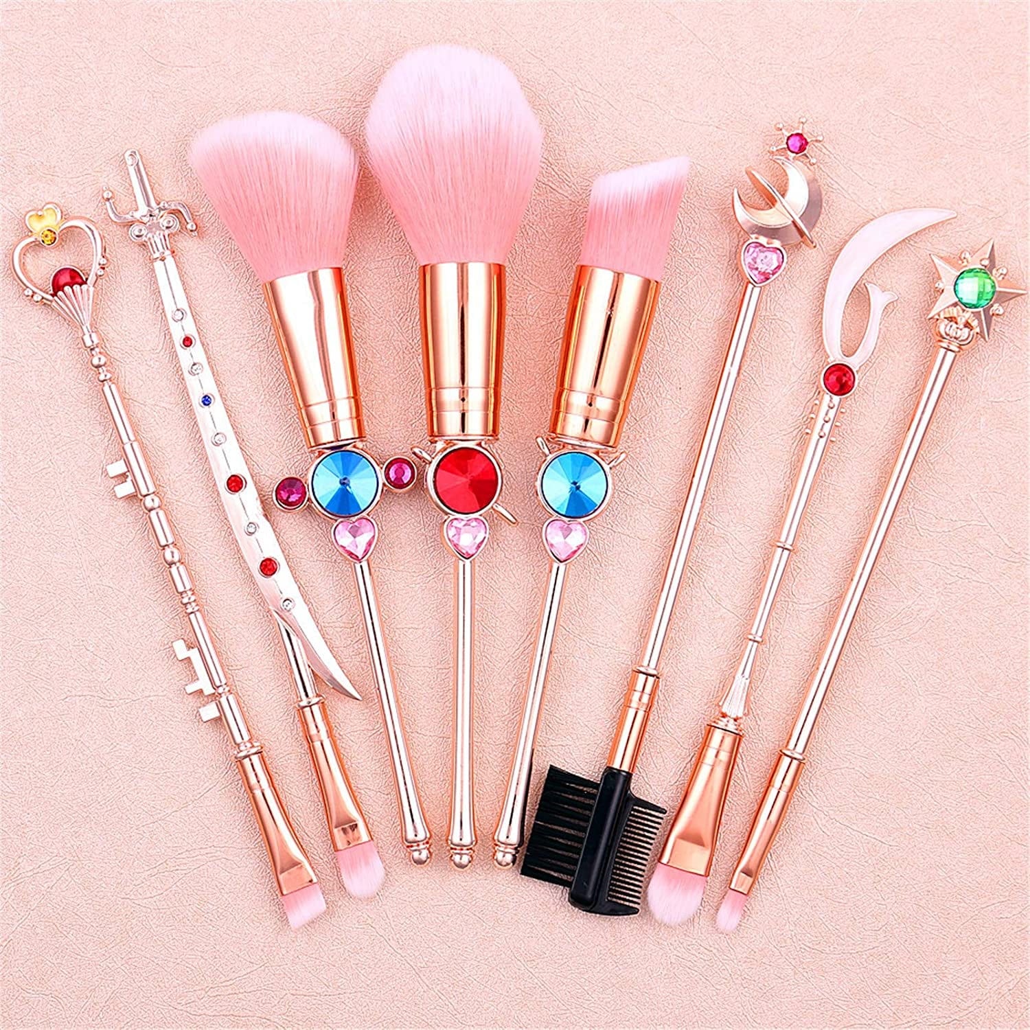 Anime Sailormoon Makeup Brushes, Pink Magic Wand Metal Handle Makeup Brushes, Professional Eye/Face/Lip Makeup Brushes Tool Sets & Kits Cosplay, Valentine/Halloween/Christmas Gifts Health & Beauty > Personal Care > Cosmetics > Cosmetic Tools > Makeup Tools YUBUYU   