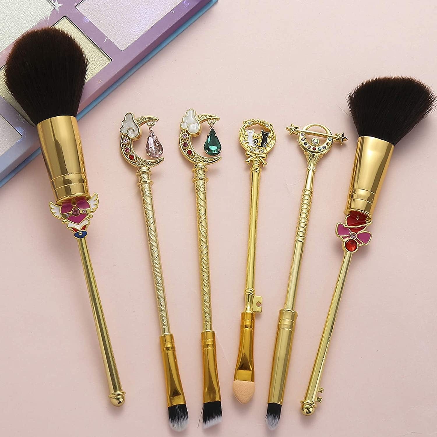 Anime Sailormoon Makeup Brushes, Pink Magic Wand Metal Handle Makeup Brushes, Professional Eye/Face/Lip Makeup Brushes Tool Sets & Kits Cosplay, Valentine/Halloween/Christmas Gifts Health & Beauty > Personal Care > Cosmetics > Cosmetic Tools > Makeup Tools YUBUYU D - Gold  