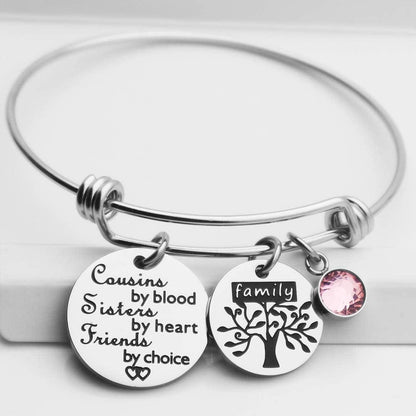 Ankiyabe Cousins Gifts Cousin Expandable Bracelet Cousins Birthday Gift Cousin Quotes Bangle with Family Tree Charm Apparel & Accessories > Jewelry > Bracelets Ankiyabe   