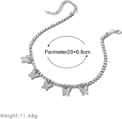 Anklet for Women 18K Gold /Sterling Silver Cute Butterfly Plated Chain Tennis Ankle Bracelet with Extension Gife for Girl Wife Apparel & Accessories > Jewelry > Anklets Generic   