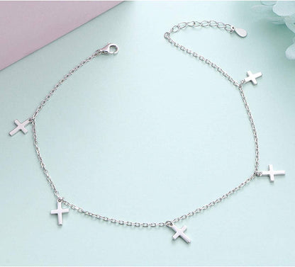 Anklet for Women Girl S925 Sterling Silver Adjustable Beach Style Foot Layered Ankle Bracelet Disc Evil Eye Heart Infinity Bead Cross Jewelry Apparel & Accessories > Jewelry > Anklets Harmonyball Jewelry   