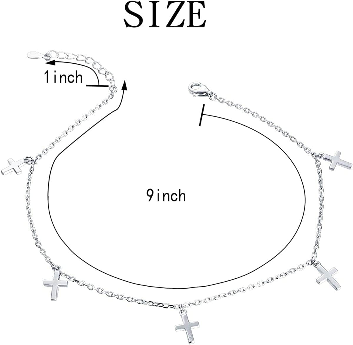 Anklet for Women Girl S925 Sterling Silver Adjustable Beach Style Foot Layered Ankle Bracelet Disc Evil Eye Heart Infinity Bead Cross Jewelry Apparel & Accessories > Jewelry > Anklets Harmonyball Jewelry   