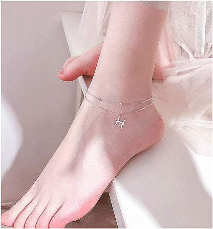 Anklet for Women S925 Sterling Silver Adjustable Foot Ankle Bracelet with Initials Anklets for Girls Apparel & Accessories > Jewelry > Anklets Silver Light Jewelry   