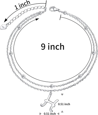 Anklet for Women S925 Sterling Silver Adjustable Foot Ankle Bracelet with Initials Anklets for Girls Apparel & Accessories > Jewelry > Anklets Silver Light Jewelry   