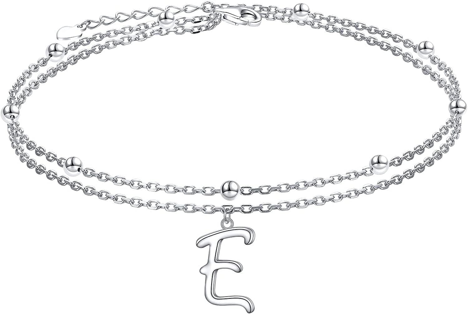 Anklet for Women S925 Sterling Silver Adjustable Foot Ankle Bracelet with Initials Anklets for Girls Apparel & Accessories > Jewelry > Anklets Silver Light Jewelry Initial E  
