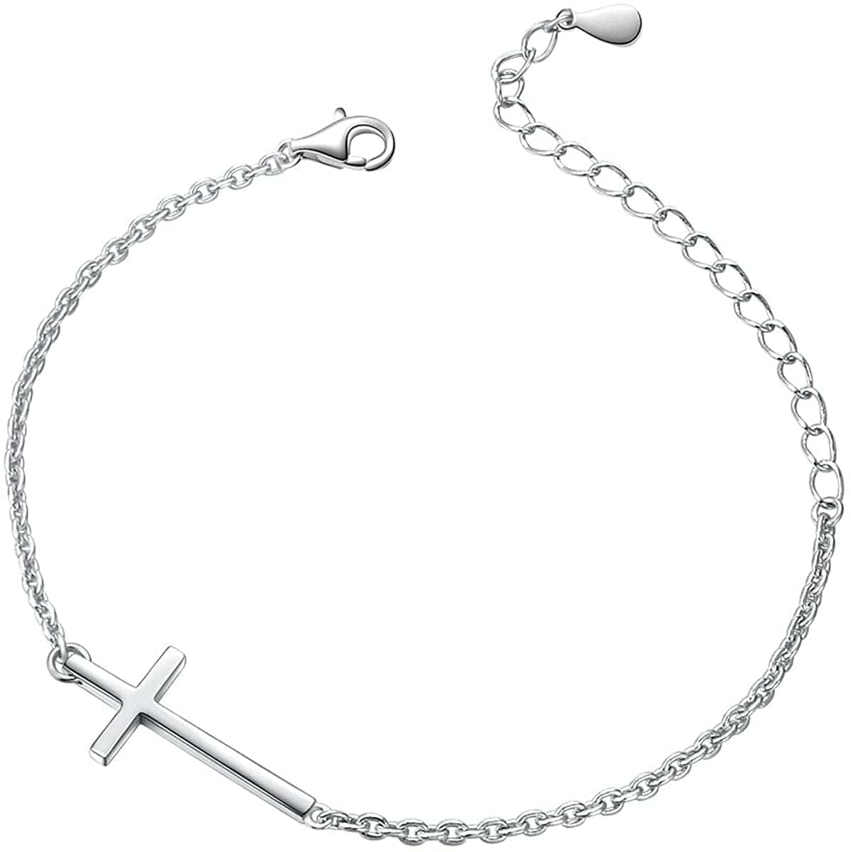 Anklet for Women S925 Sterling Silver Adjustable Foot Evil Eye Starfish Heart Bead Butterfly Celtic Knot Cross Multilayer Layered Ankle Bracelet Jewelry Apparel & Accessories > Jewelry > Anklets ALPHM Jewelry Factory A-Cross: 11 Inches  