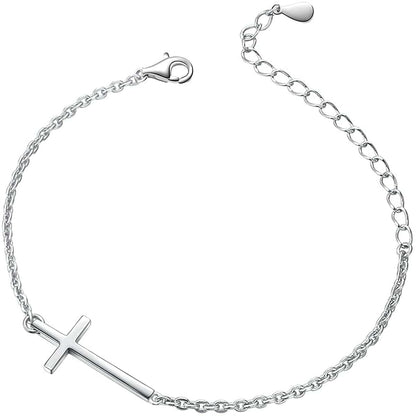 Anklet for Women S925 Sterling Silver Adjustable Foot Evil Eye Starfish Heart Bead Butterfly Celtic Knot Cross Multilayer Layered Ankle Bracelet Jewelry Apparel & Accessories > Jewelry > Anklets ALPHM Jewelry Factory A-Cross: 11 Inches  