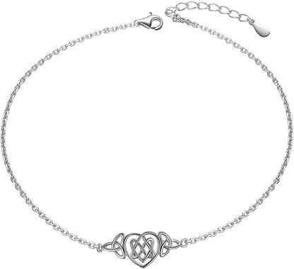 Anklet for Women S925 Sterling Silver Adjustable Foot Evil Eye Starfish Heart Bead Butterfly Celtic Knot Cross Multilayer Layered Ankle Bracelet Jewelry Apparel & Accessories > Jewelry > Anklets ALPHM Jewelry Factory Celtic Knot 10+1  