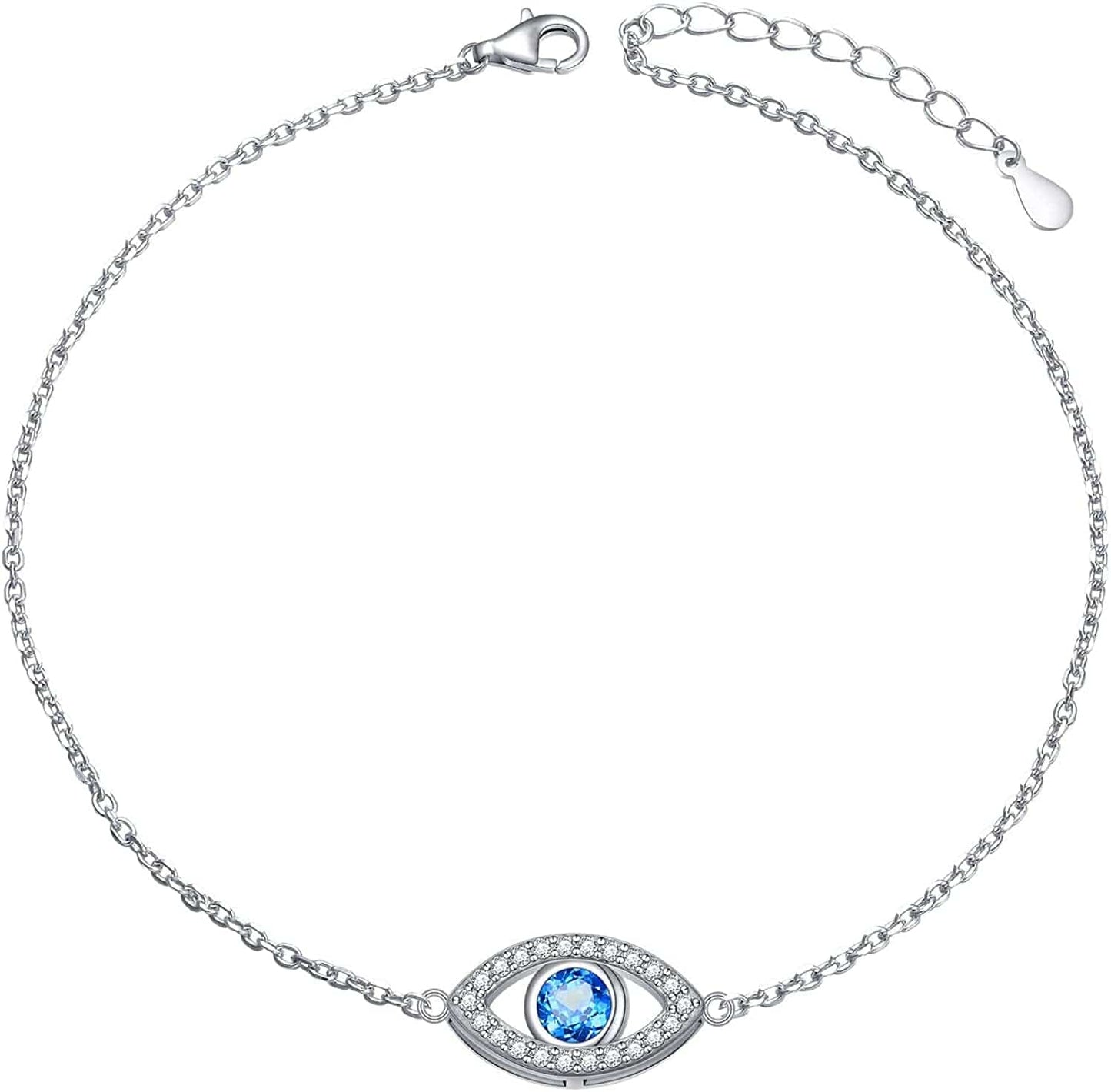 Anklet for Women S925 Sterling Silver Adjustable Foot Evil Eye Starfish Heart Bead Butterfly Celtic Knot Cross Multilayer Layered Ankle Bracelet Jewelry Apparel & Accessories > Jewelry > Anklets ALPHM Jewelry Factory Evil Eye CZ  