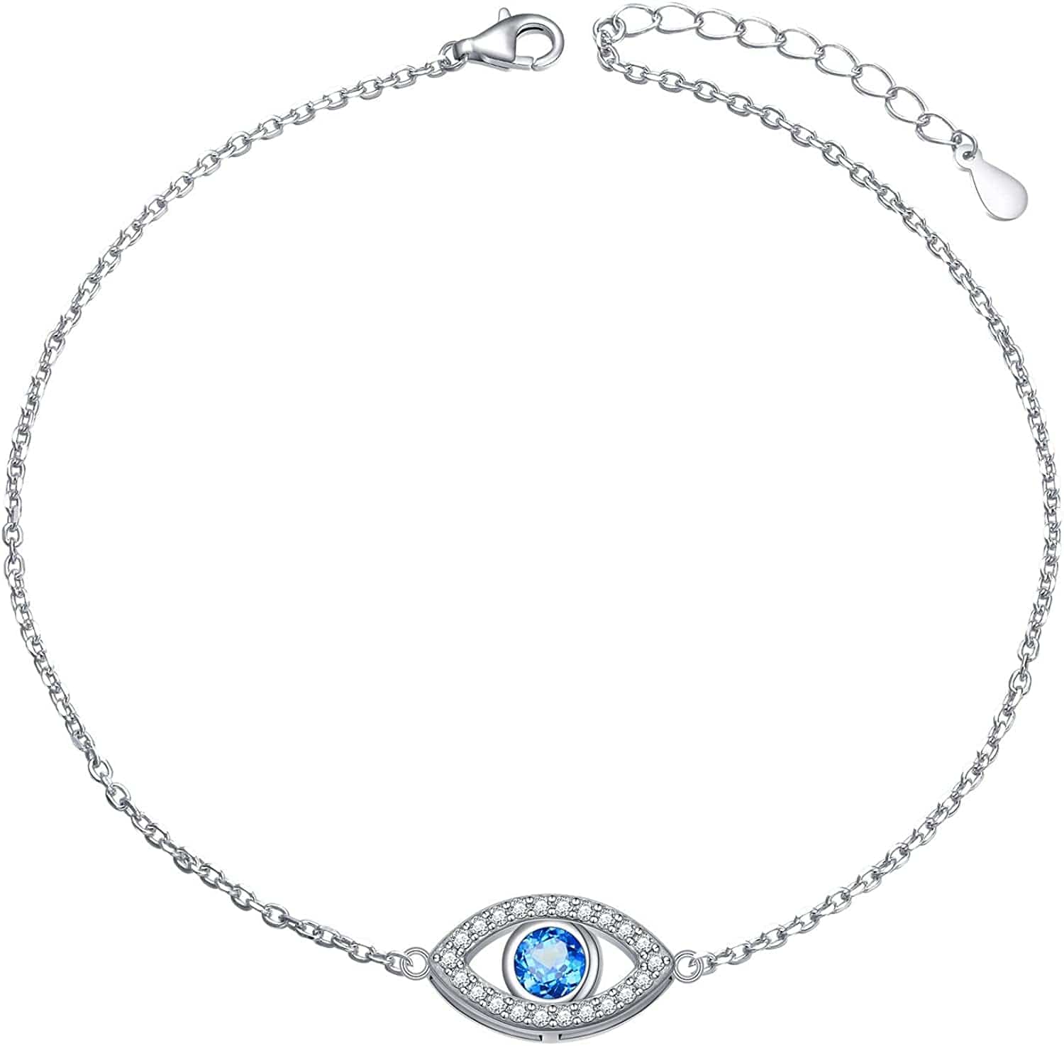 Anklet for Women S925 Sterling Silver Adjustable Foot Evil Eye Starfish Heart Bead Butterfly Celtic Knot Cross Multilayer Layered Ankle Bracelet Jewelry Apparel & Accessories > Jewelry > Anklets ALPHM Jewelry Factory Evil Eye CZ  
