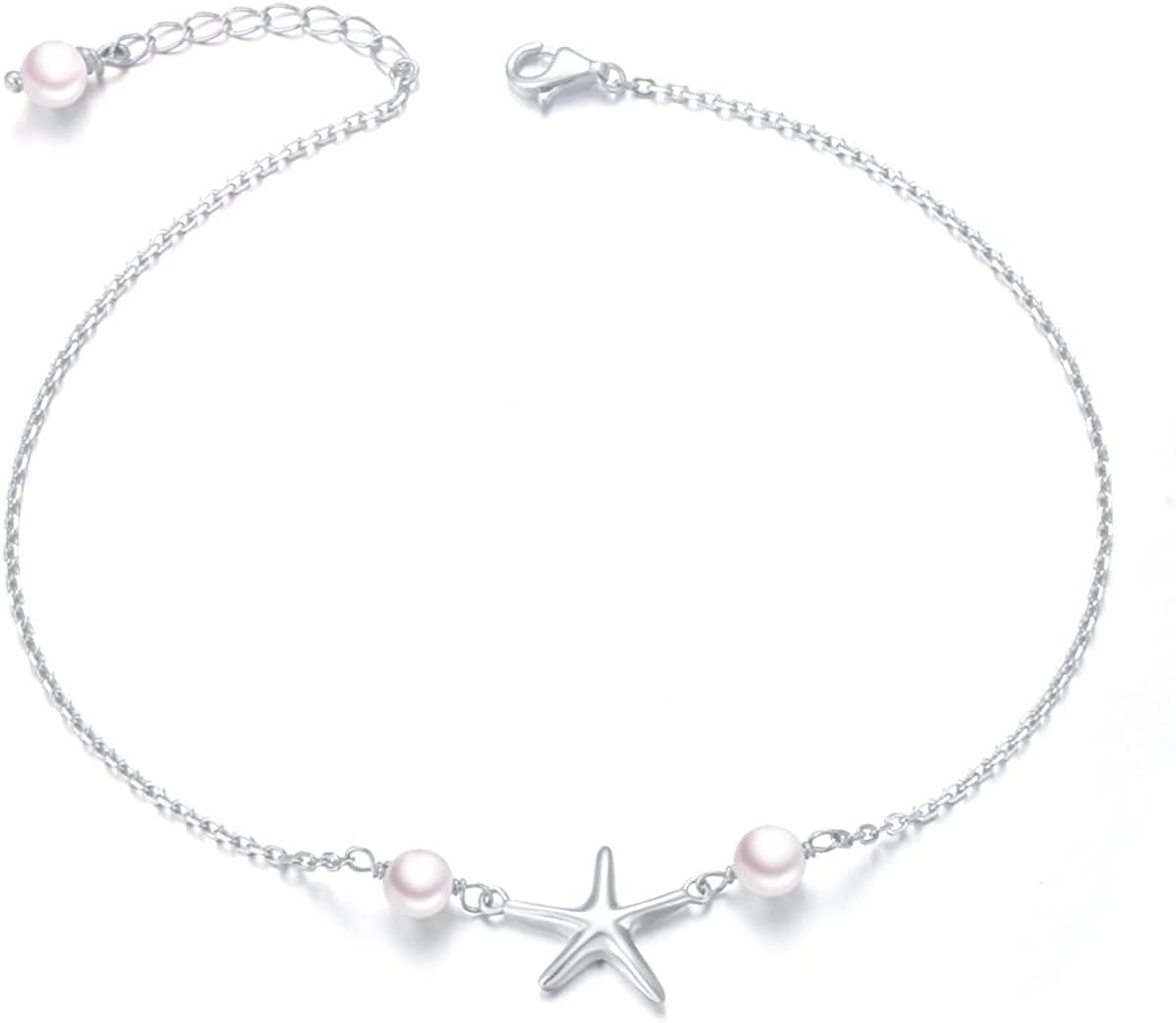 Anklet for Women S925 Sterling Silver Adjustable Foot Evil Eye Starfish Heart Bead Butterfly Celtic Knot Cross Multilayer Layered Ankle Bracelet Jewelry Apparel & Accessories > Jewelry > Anklets ALPHM Jewelry Factory Starfish: 10+1 Inches  