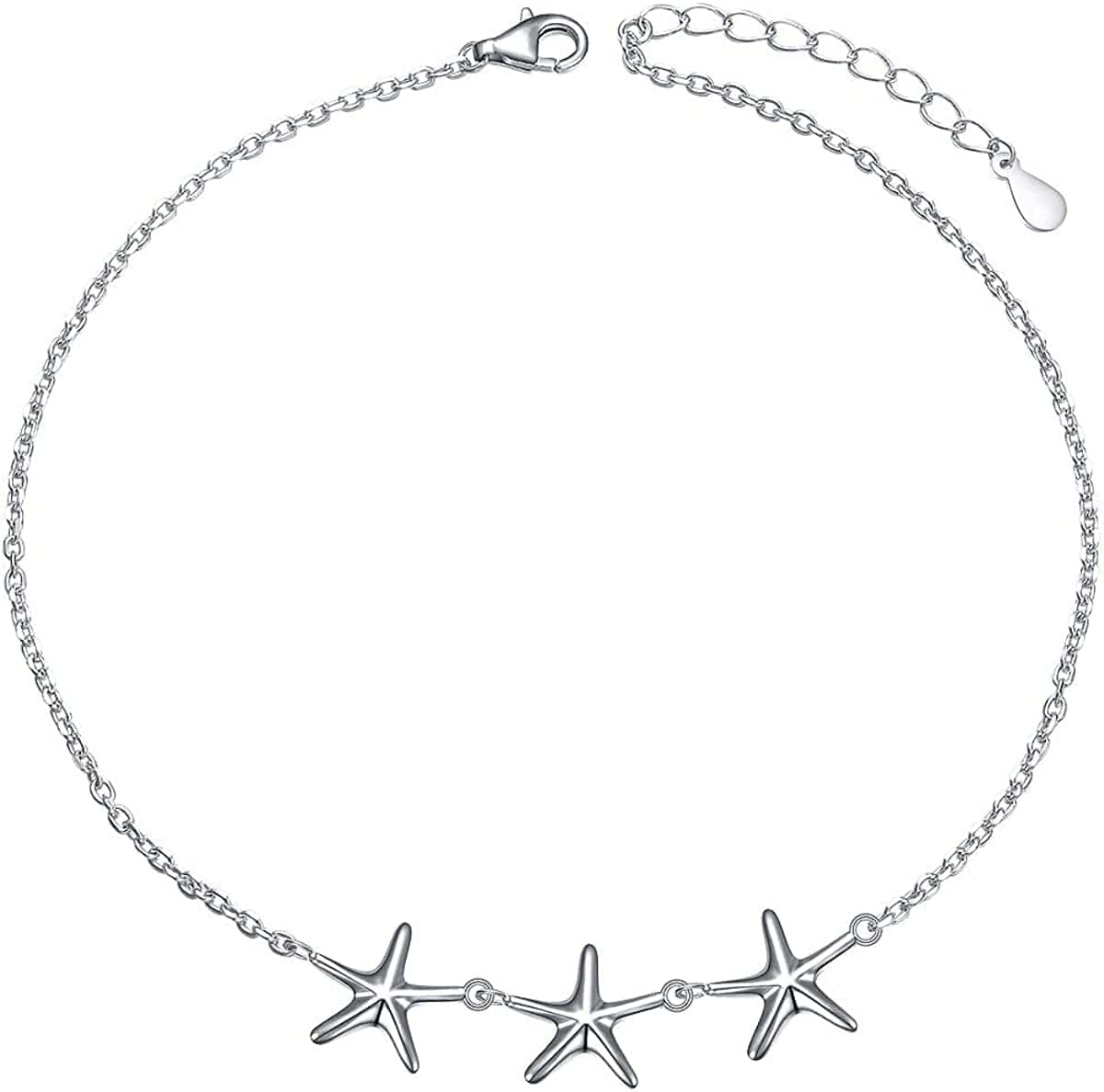 Anklet for Women S925 Sterling Silver Adjustable Foot Evil Eye Starfish Heart Bead Butterfly Celtic Knot Cross Multilayer Layered Ankle Bracelet Jewelry Apparel & Accessories > Jewelry > Anklets ALPHM Jewelry Factory Starfish 3  