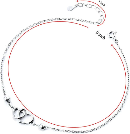 Anklet for Women S925 Sterling Silver Adjustable Foot Heart Lotus Infinity Moon Srars Flower Pearl Multilayer Layered Ankle Bracelet Beach Jewelry Apparel & Accessories > Jewelry > Anklets ALPHM Jewelry Factory   