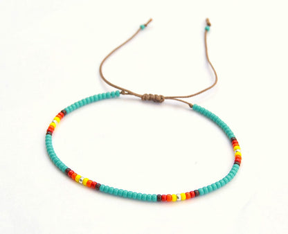 Anklet for Women, Turquoise Beaded Native American Style Boho Anklet, Bohemian Hippie Colorful Beach Summer Waterproof Anklet for Women and Girls, Handmade by Tribes Apparel & Accessories > Jewelry > Anklets Tribes by Sara K   
