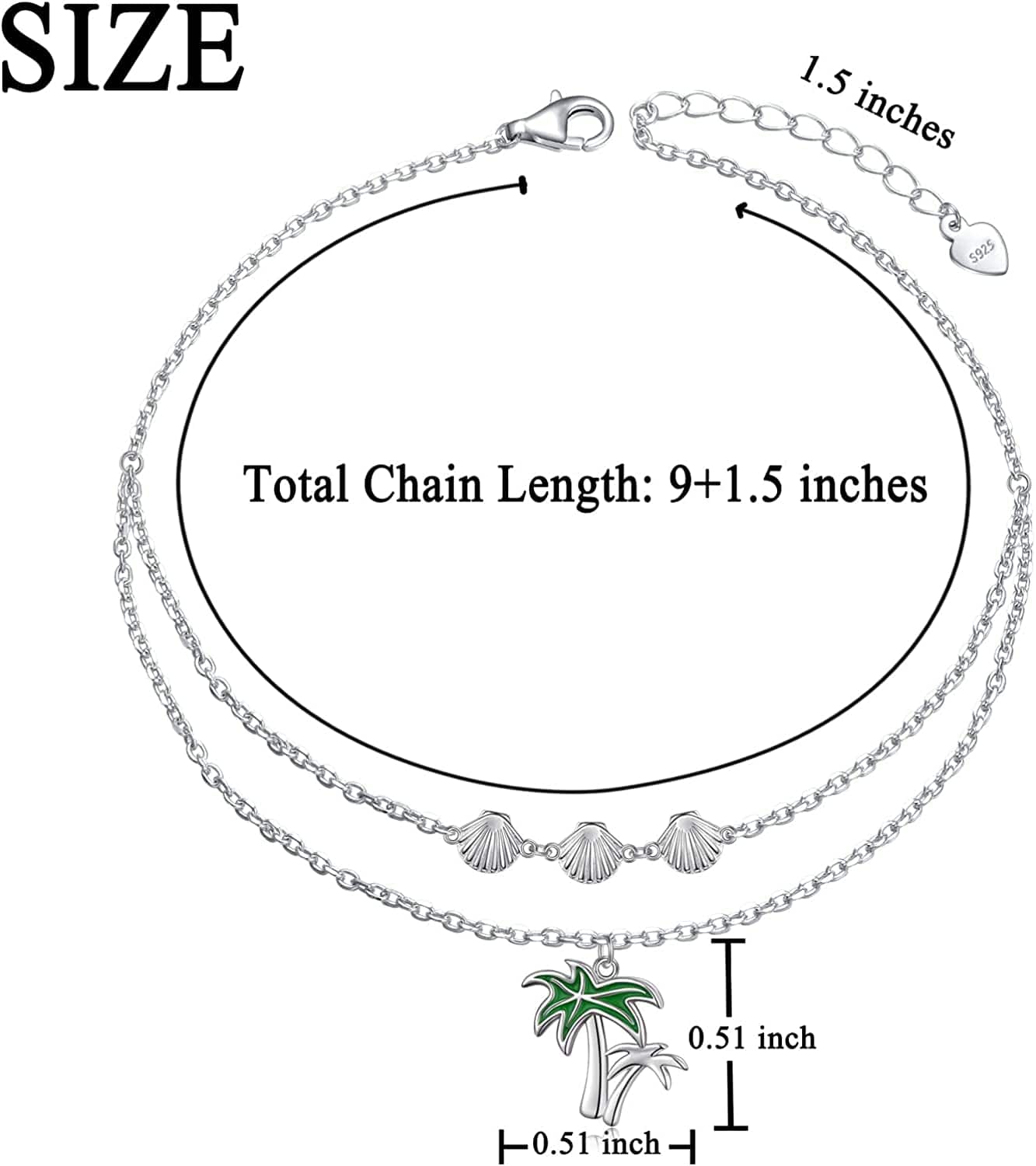 Anklets for Women S925 Sterling Silver Adjustable Beach Foot Ankle Bracelet Jewelry Gifts Apparel & Accessories > Jewelry > Anklets Silvermoon jewelry   
