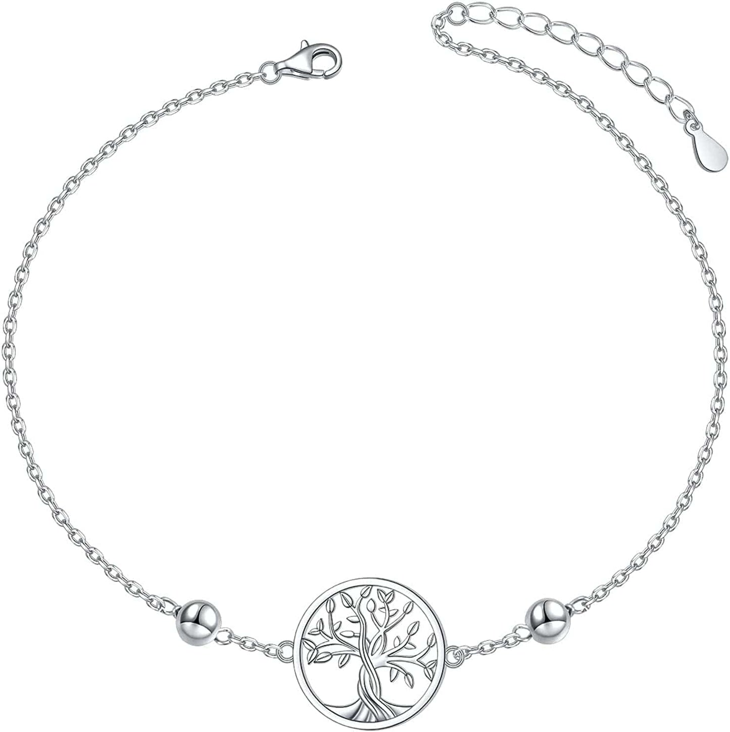Anklets for Women S925 Sterling Silver Adjustable Beach Foot Ankle Bracelet Jewelry Gifts Apparel & Accessories > Jewelry > Anklets Silvermoon jewelry Tree of Life  