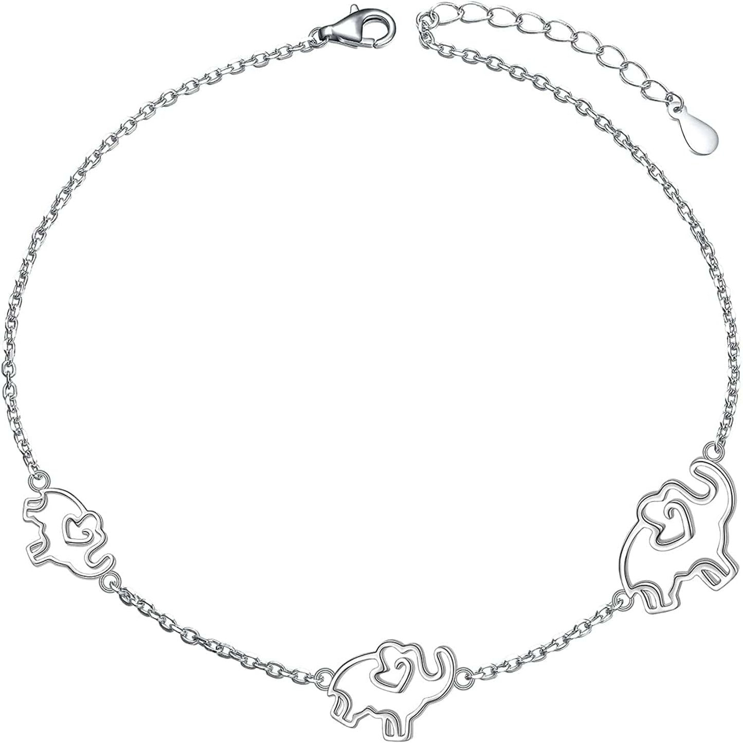 Anklets for Women S925 Sterling Silver Adjustable Beach Foot Ankle Bracelet Jewelry Gifts Apparel & Accessories > Jewelry > Anklets Silvermoon jewelry Elephants  