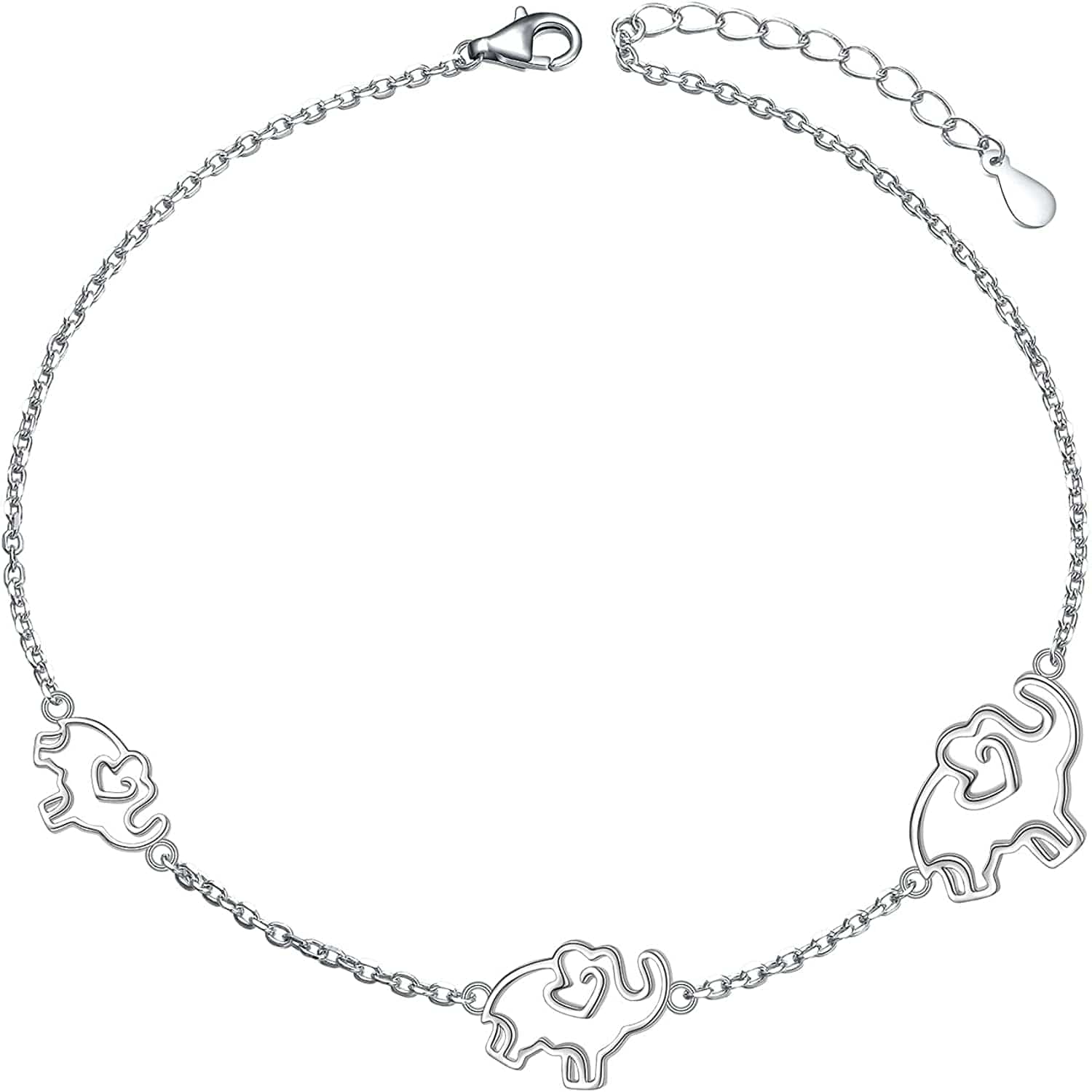 Anklets for Women S925 Sterling Silver Adjustable Beach Foot Ankle Bracelet Jewelry Gifts Apparel & Accessories > Jewelry > Anklets Silvermoon jewelry Elephants  