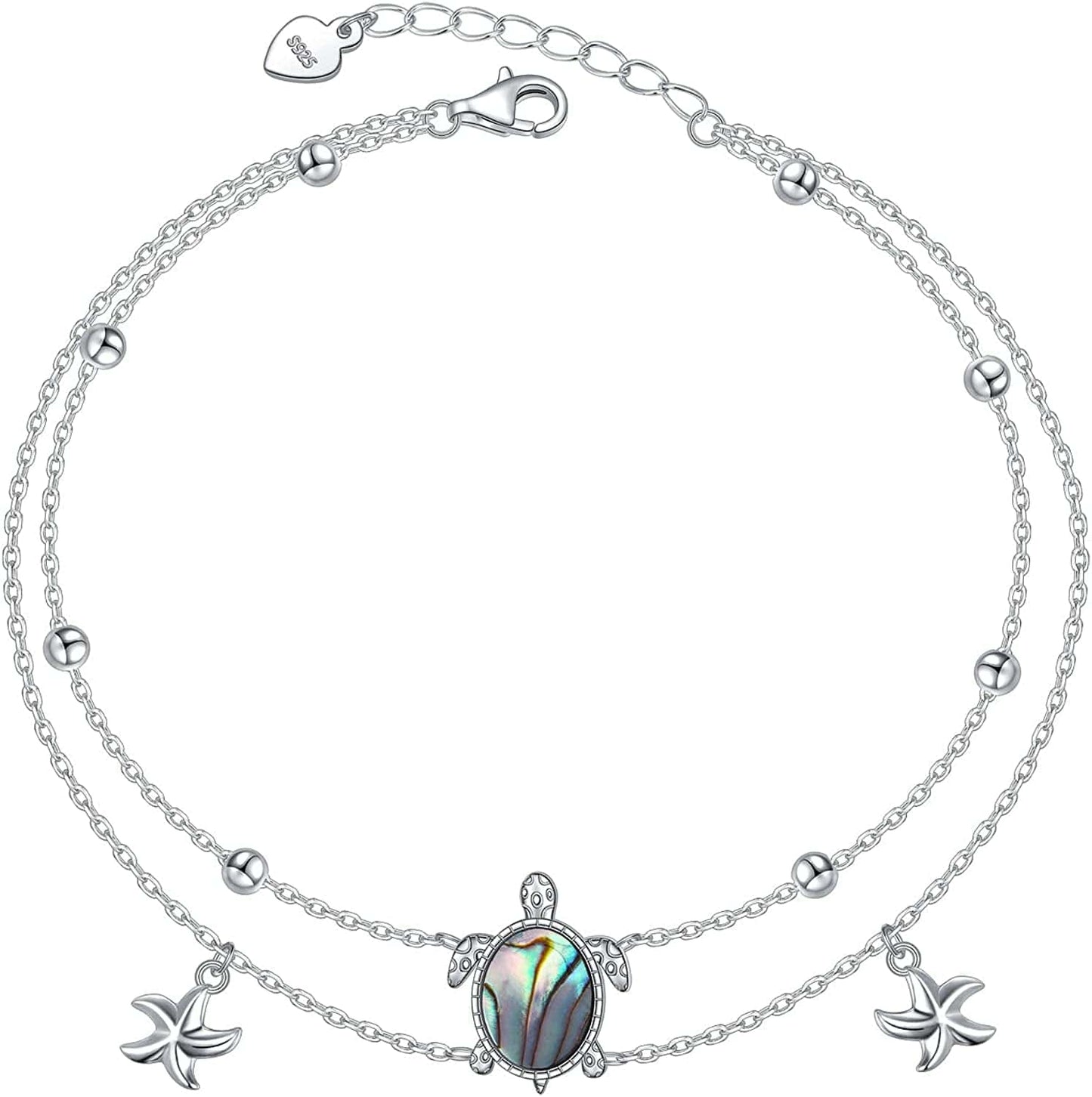 Anklets for Women S925 Sterling Silver Adjustable Beach Foot Ankle Bracelet Jewelry Gifts Apparel & Accessories > Jewelry > Anklets Silvermoon jewelry Turtle  