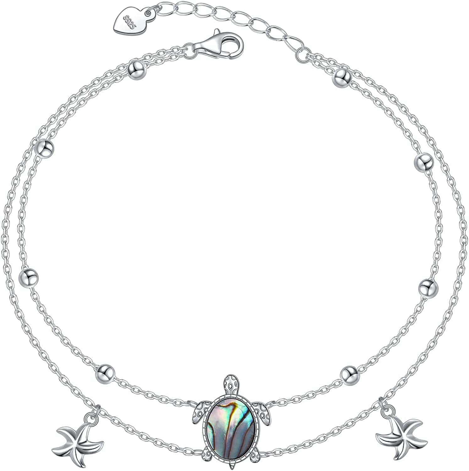 Anklets for Women S925 Sterling Silver Adjustable Beach Foot Ankle Bracelet Jewelry Gifts Apparel & Accessories > Jewelry > Anklets Silvermoon jewelry Turtle  