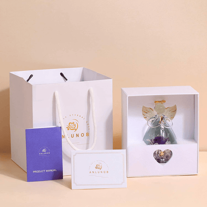 ANLUNOB Preserved Flowers Christmas Birthday Gifts for Women, Angels with Pretty Purple Roses for Wedding Thanksgiving Gifts Arts & Entertainment > Party & Celebration > Gift Giving ANLUNOB   