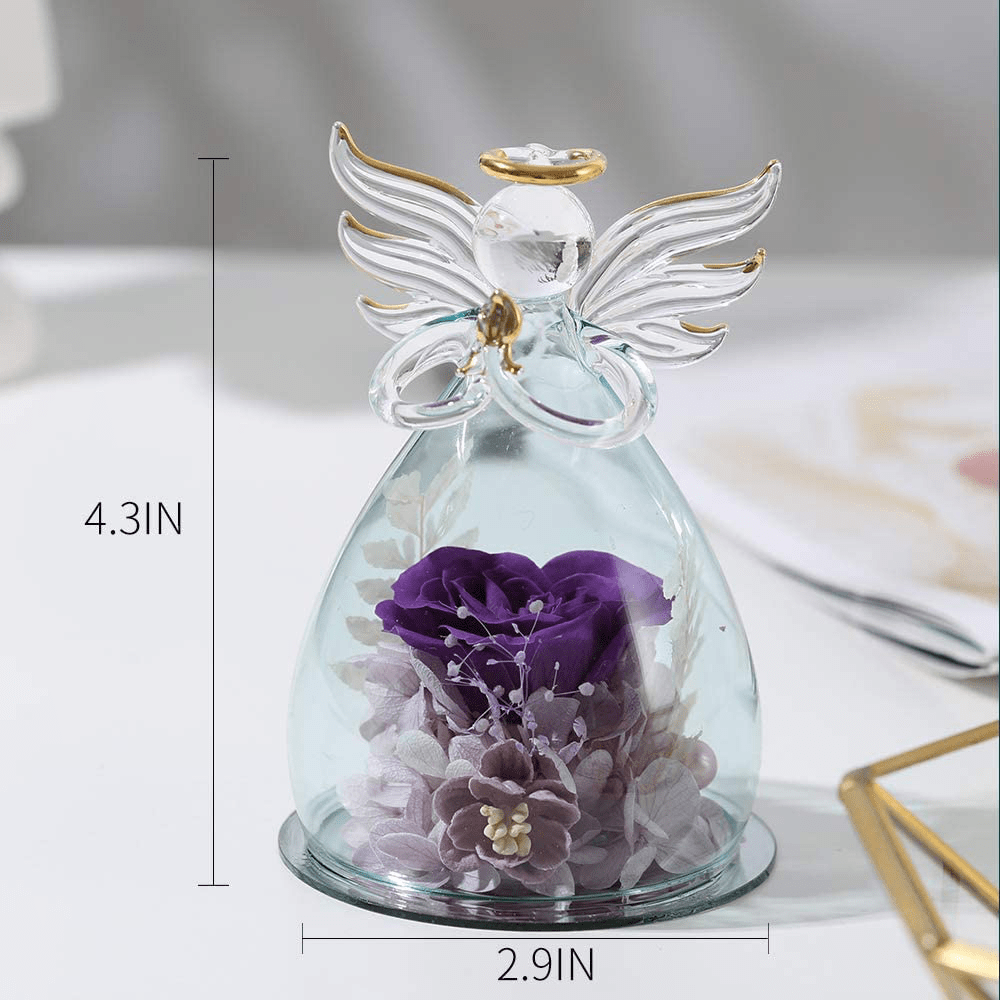 ANLUNOB Preserved Flowers Christmas Birthday Gifts for Women, Angels with Pretty Purple Roses for Wedding Thanksgiving Gifts Arts & Entertainment > Party & Celebration > Gift Giving ANLUNOB   