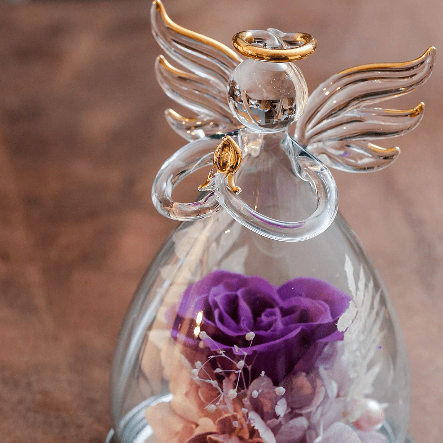ANLUNOB Preserved Flowers Christmas Birthday Gifts for Women, Angels with Pretty Purple Roses for Wedding Thanksgiving Gifts Arts & Entertainment > Party & Celebration > Gift Giving ANLUNOB   