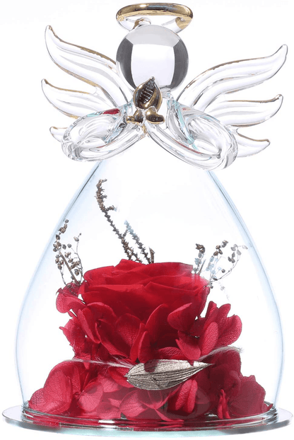ANLUNOB Preserved Flowers Christmas Birthday Gifts for Women, Angels with Pretty Purple Roses for Wedding Thanksgiving Gifts Arts & Entertainment > Party & Celebration > Gift Giving ANLUNOB Red  