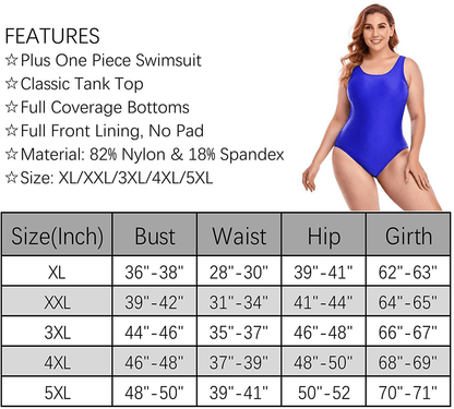 Annbon Women'S One Piece Swimsuit Retro plus Size Bathing Suit Conservative Monokini Swimwear Apparel & Accessories > Clothing > Swimwear Kylie Max   