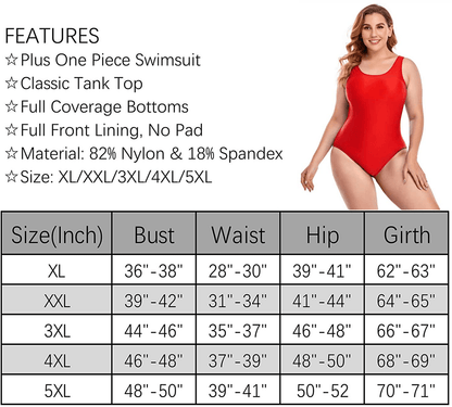 Annbon Women'S One Piece Swimsuit Retro plus Size Bathing Suit Conservative Monokini Swimwear Apparel & Accessories > Clothing > Swimwear Kylie Max   