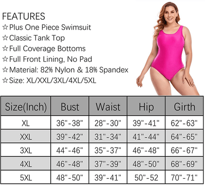 Annbon Women'S One Piece Swimsuit Retro plus Size Bathing Suit Conservative Monokini Swimwear Apparel & Accessories > Clothing > Swimwear Kylie Max   