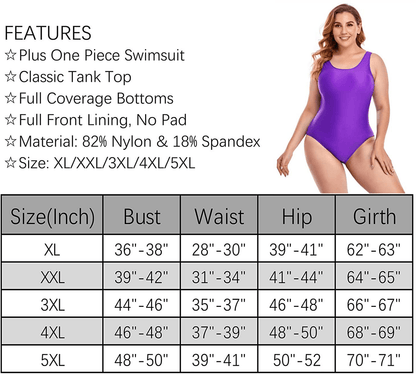 Annbon Women'S One Piece Swimsuit Retro plus Size Bathing Suit Conservative Monokini Swimwear Apparel & Accessories > Clothing > Swimwear Kylie Max   