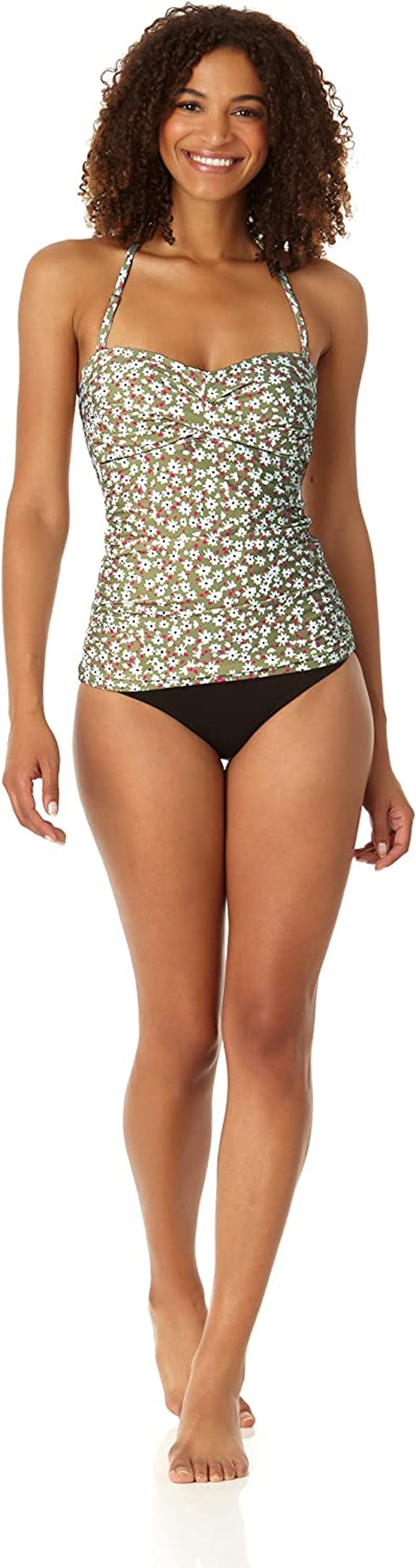 Anne Cole Women'S Solid Twist Front Shirred Bandeau Tankini Swim Top Ditsy Drop / Medium