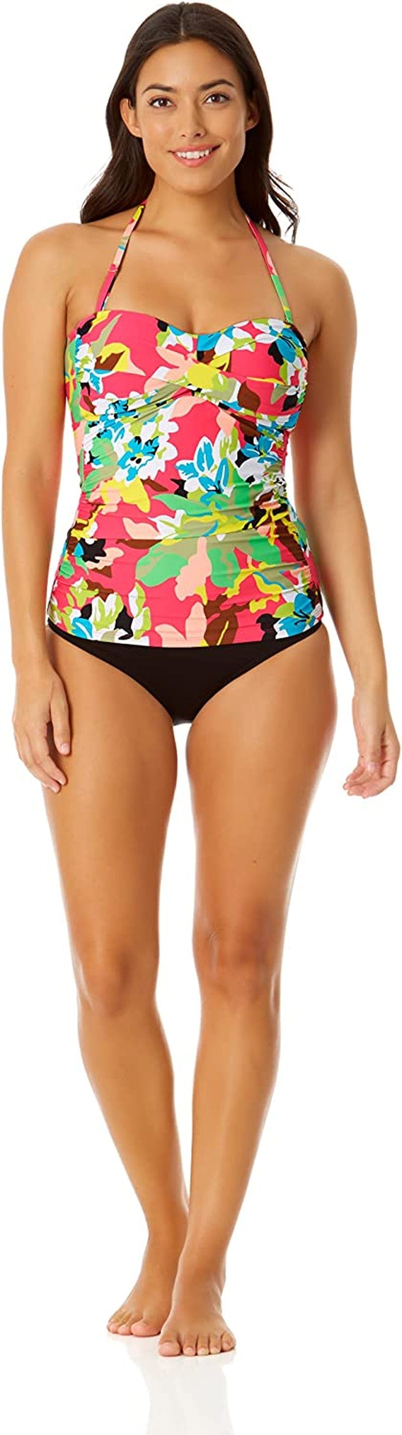 Anne Cole Women'S Solid Twist Front Shirred Bandeau Tankini Swim Top Cabana Party / Medium