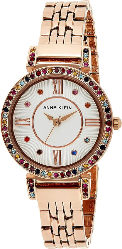 Anne Klein Women'S Premium Crystal Accented Bracelet Watch, AK/2928 Rose Gold