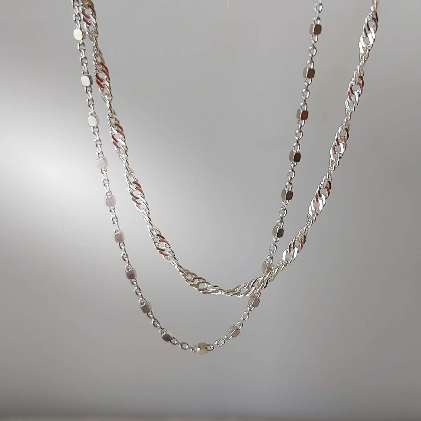 Annika Bella Double Layered Sterling Silver Bracelet, Length 6.5-7.5 Inches, Stranded Satellite Chain Bracelets for Women, Waterproof, Minimalist 925 Women'S Bracelet (Twirl and Satellite Chains) Apparel & Accessories > Jewelry > Bracelets Annika Bella LTD   