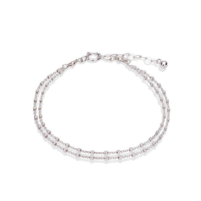 Annika Bella Double Layered Sterling Silver Bracelet, Length 6.5-7.5 Inches, Stranded Satellite Chain Bracelets for Women, Waterproof, Minimalist 925 Women'S Bracelet (Twirl and Satellite Chains) Apparel & Accessories > Jewelry > Bracelets Annika Bella LTD Cubes Satellite chains  