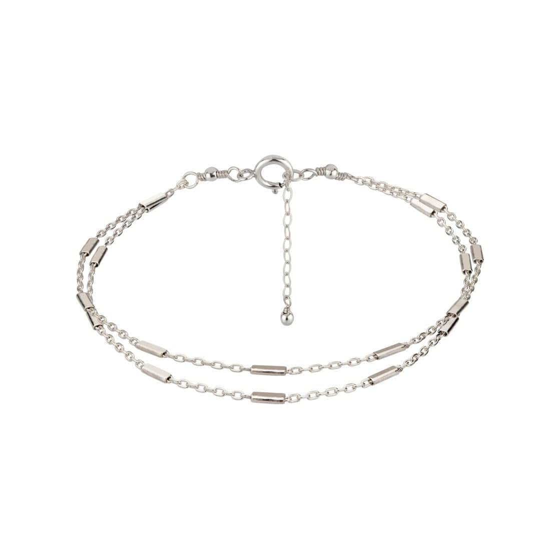 Annika Bella Double Layered Sterling Silver Bracelet, Length 6.5-7.5 Inches, Stranded Satellite Chain Bracelets for Women, Waterproof, Minimalist 925 Women'S Bracelet (Twirl and Satellite Chains) Apparel & Accessories > Jewelry > Bracelets Annika Bella LTD Satellite Bar Chains  