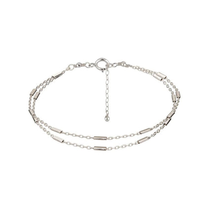 Annika Bella Double Layered Sterling Silver Bracelet, Length 6.5-7.5 Inches, Stranded Satellite Chain Bracelets for Women, Waterproof, Minimalist 925 Women'S Bracelet (Twirl and Satellite Chains) Apparel & Accessories > Jewelry > Bracelets Annika Bella LTD Satellite Bar Chains  