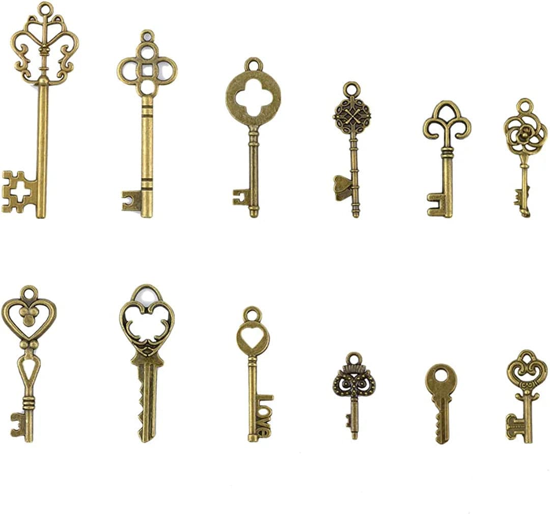 Antique Steampunk Gear 215 Gram Mix Steampunk Wheel Alloy Gear Pendants Charms and Skeleton Keys for Crafting,Jewelry Making