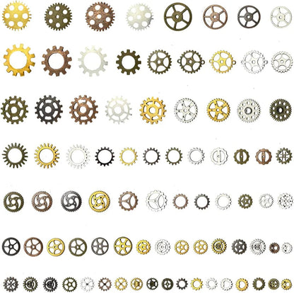 Antique Steampunk Gear 215 Gram Mix Steampunk Wheel Alloy Gear Pendants Charms and Skeleton Keys for Crafting,Jewelry Making