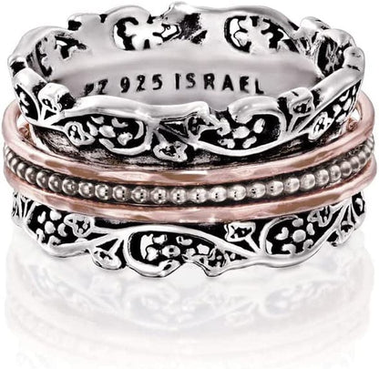 Anxiety Ring for Women, 925 Sterling Silver Spinner Ring for Woman by Paz Creations, Fidget Rings Hand Crafted, Vintage Rings for Women with 2 Years Warranty, Made in Israel Rose Gold - limited edition / 8