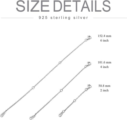 AOBOCO 925 Sterling Silver Chain Extenders for Necklace Bracelet with Gift Box Apparel & Accessories > Jewelry > Anklets AOBOCO   