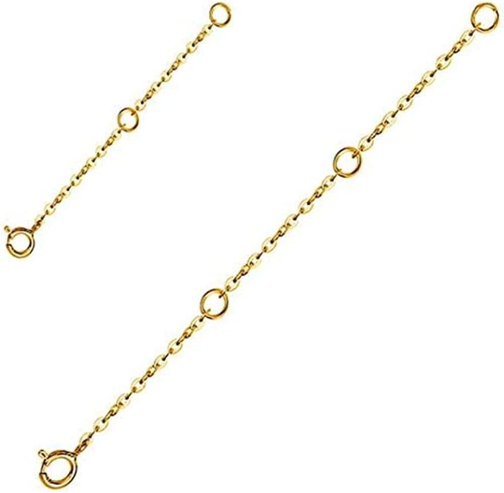 AOBOCO 925 Sterling Silver Chain Extenders for Necklace Bracelet with Gift Box Apparel & Accessories > Jewelry > Anklets AOBOCO Set 2''&4'' gold plated  