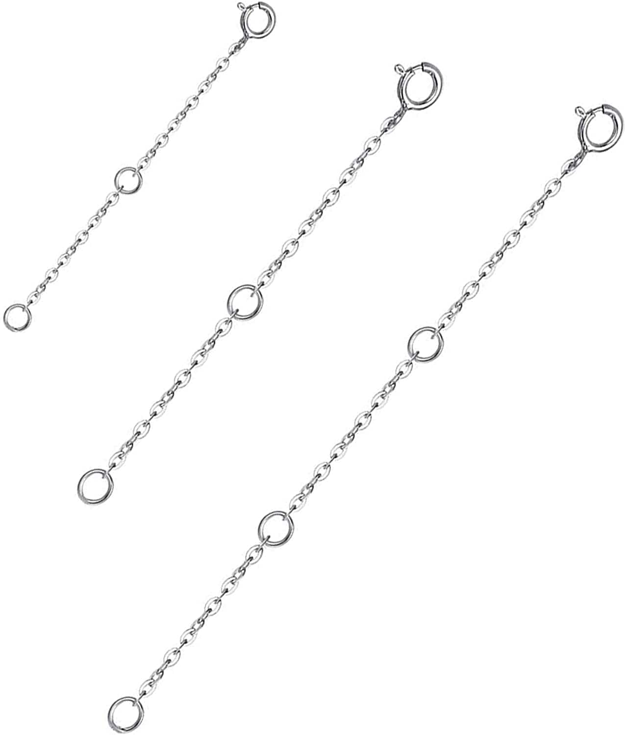 AOBOCO 925 Sterling Silver Chain Extenders for Necklace Bracelet with Gift Box Apparel & Accessories > Jewelry > Anklets AOBOCO Set 2'',3''&4''  