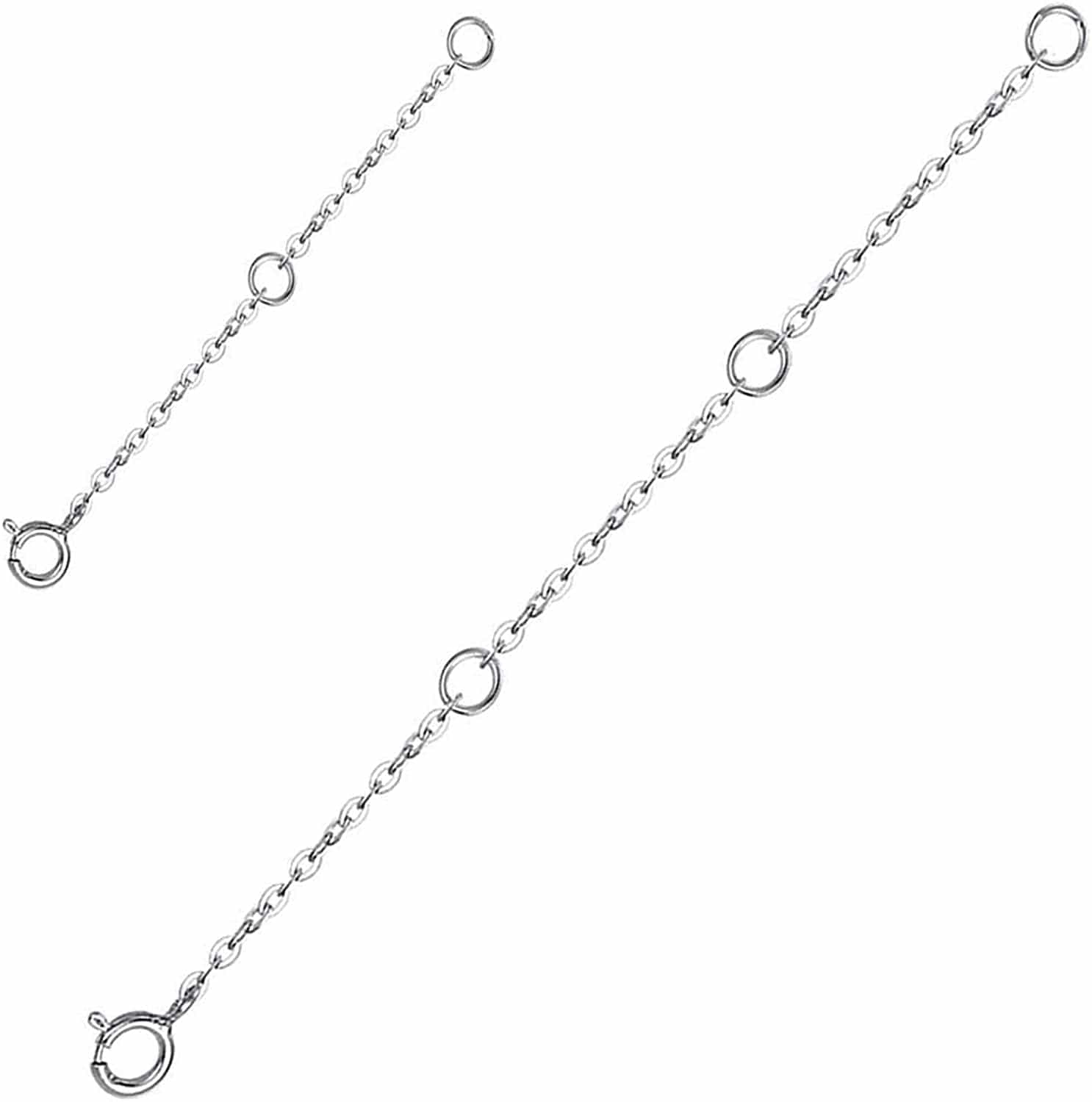 AOBOCO 925 Sterling Silver Chain Extenders for Necklace Bracelet with Gift Box Apparel & Accessories > Jewelry > Anklets AOBOCO Set 2''&4'' silver  