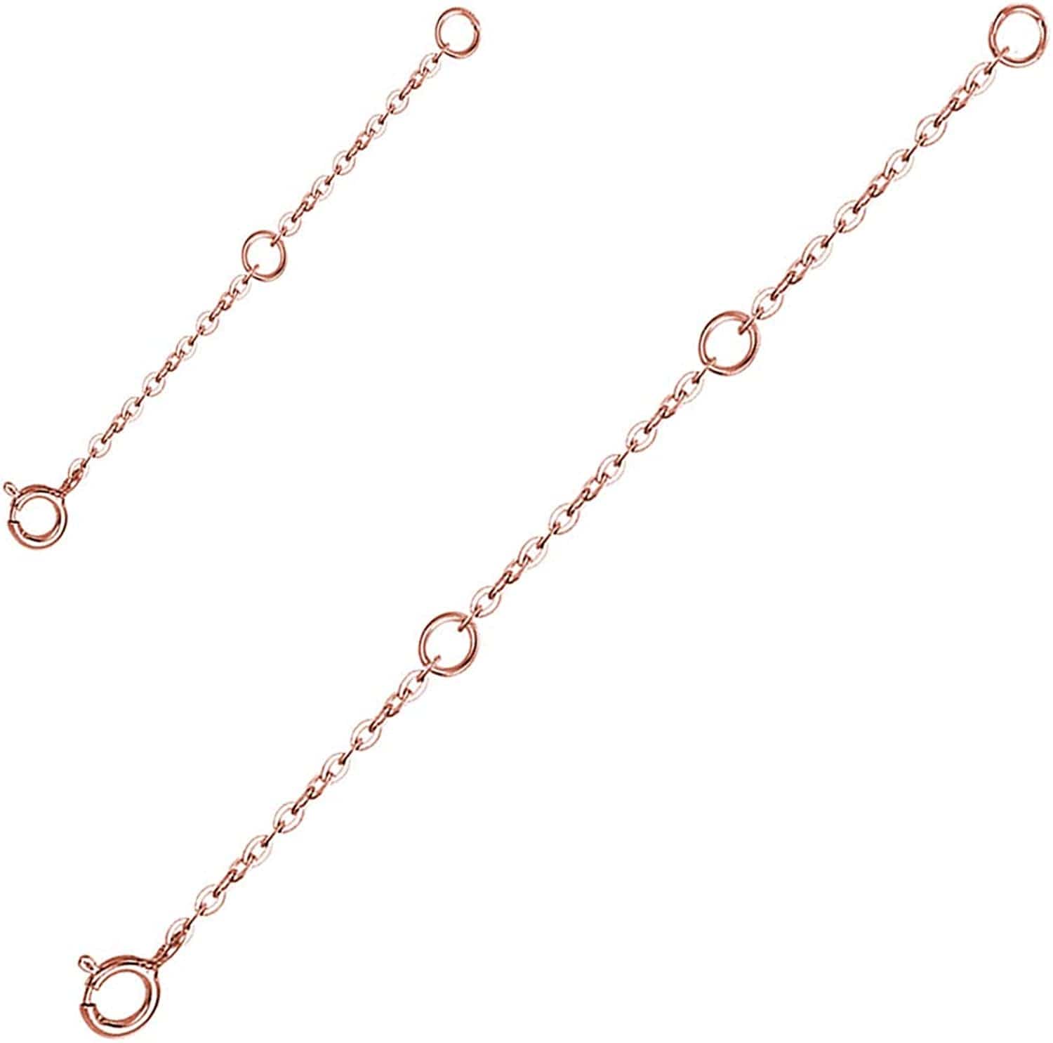 AOBOCO 925 Sterling Silver Chain Extenders for Necklace Bracelet with Gift Box Apparel & Accessories > Jewelry > Anklets AOBOCO Set 2''&4'' rose gold plated  